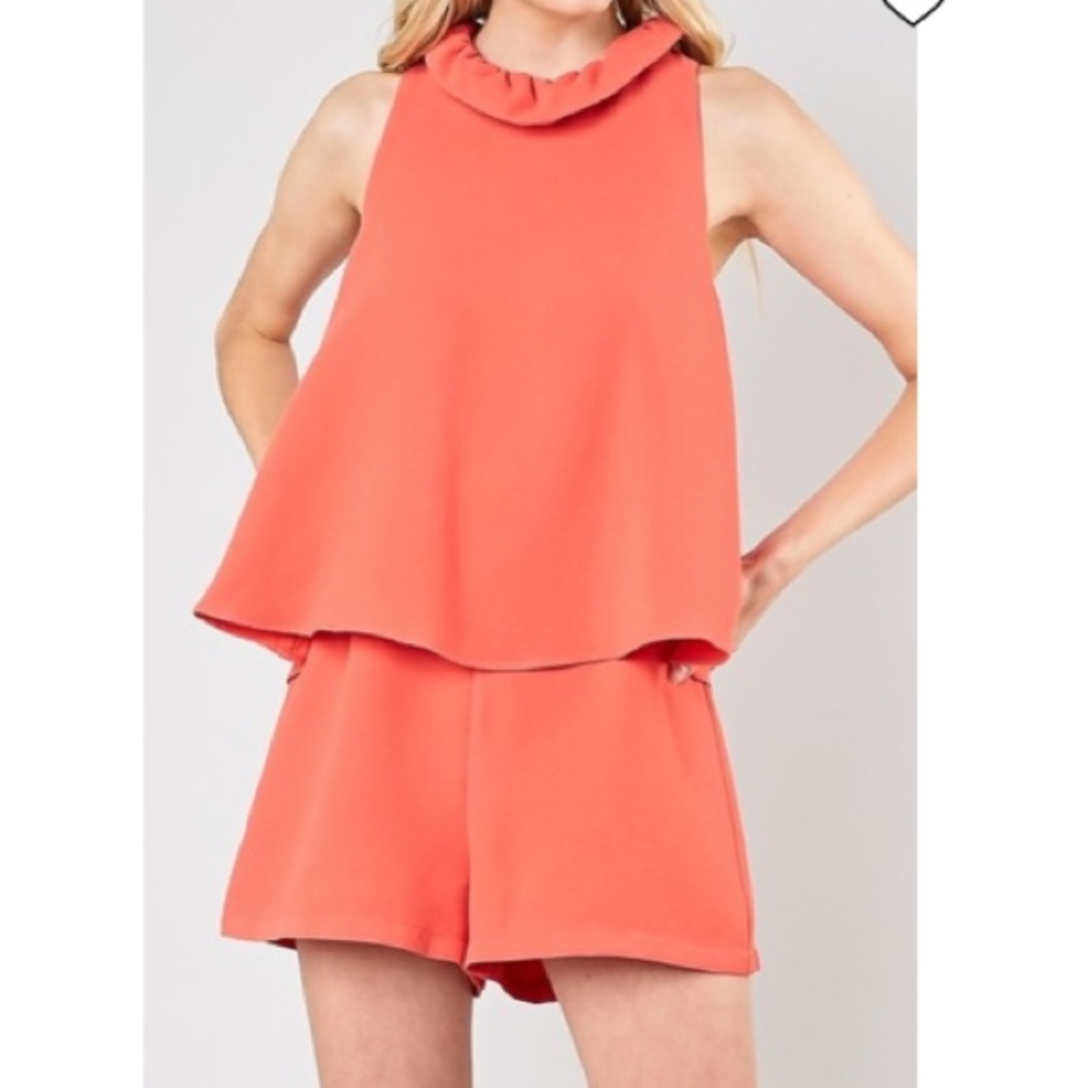 DO+BE Ruffle Neck Layered Romper Size S